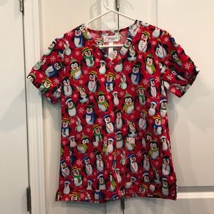 Holiday scrub top